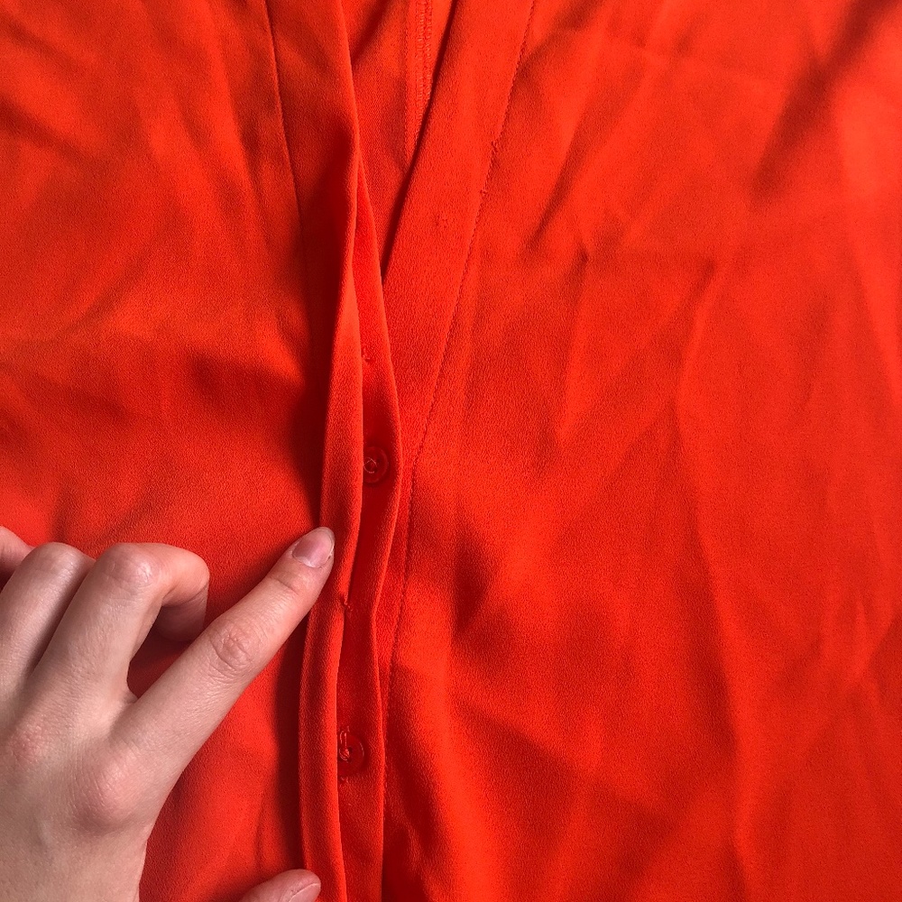AS IS Michael Kors Bright Orange Shirt Dress, sz 0 - Picture 11 of 11